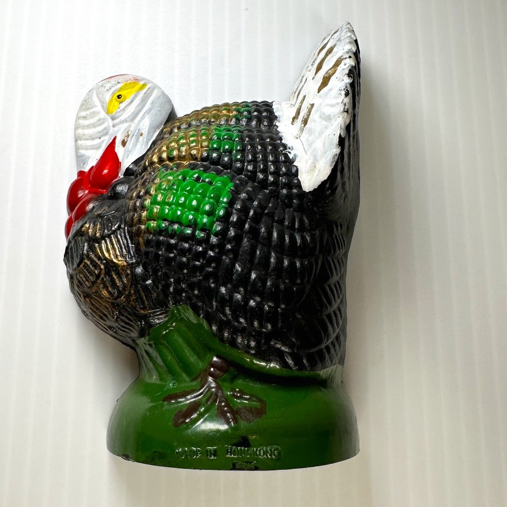 Vintage Plastic Thanksgiving Turkey Flat sided Figure- Cake Topper/Decor
